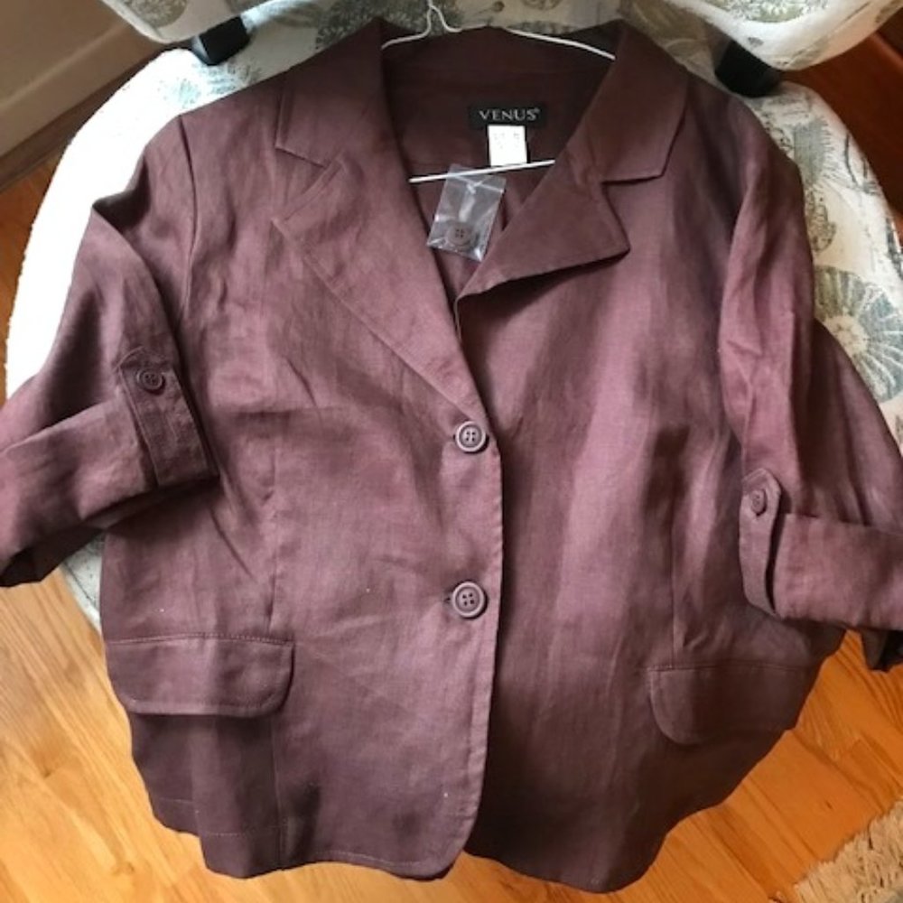 VENUS Linen Short-Sleeved Blazer - Size 14 Brand New